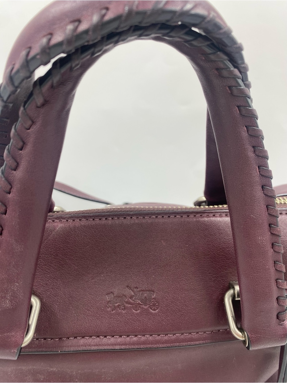 Coach Ace Glovetanned Leather Satchel Oxblood Maroon Purse Shoulder Handbag - Picture 3 of 14